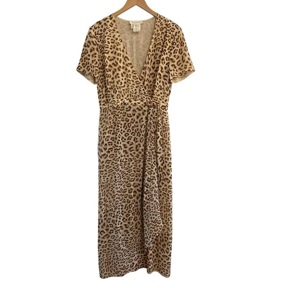 Escada Silk Leopard Print Wrap Dress Women’s Size 40 (US 8/10) Business career - Picture 1 of 13